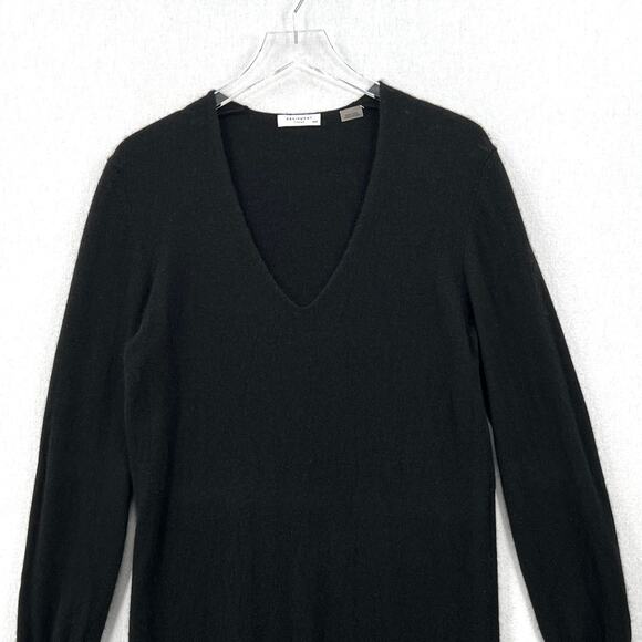 EQUIPMENT Rosemary Cashmere Sweater Dress Women M Black Deep V Neck Lightweight - Picture 6 of 16